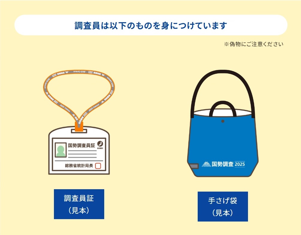 調査員は以下のものを身につけています