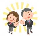 男子生徒と女子生徒が拳を握ってガッツポーズしているイラスト