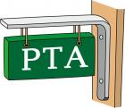 緑地に白文字でPTAと書かれた札のイラスト