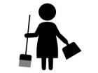 ほうきと塵取りを持っている人のシルエットのイラスト
