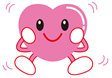 ハートマークに手足や目と口がついている保健だよりのキャラクターイラスト