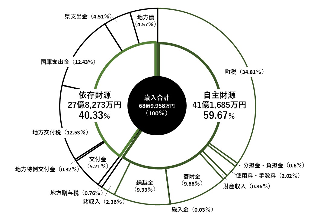 歳入決算状況の円グラフ