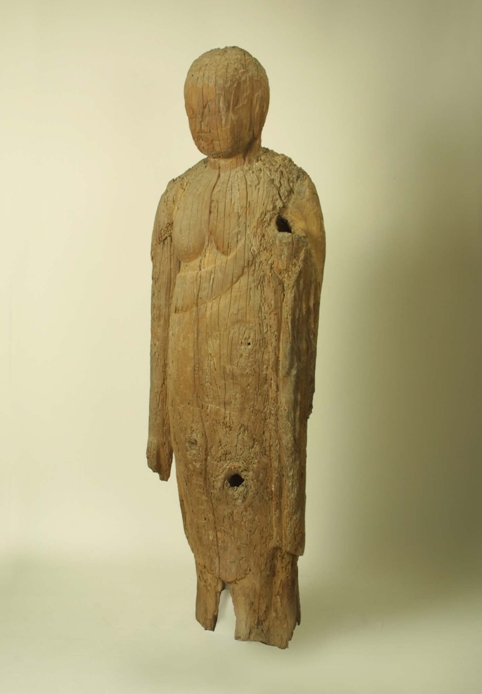 大仏を模られたような形の木造地蔵菩薩立像1躯の写真