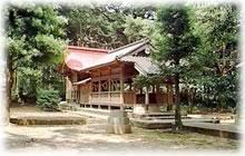 木々に囲まれたなかに、赤色の屋根の社殿が鎮座している乙宮神社の写真